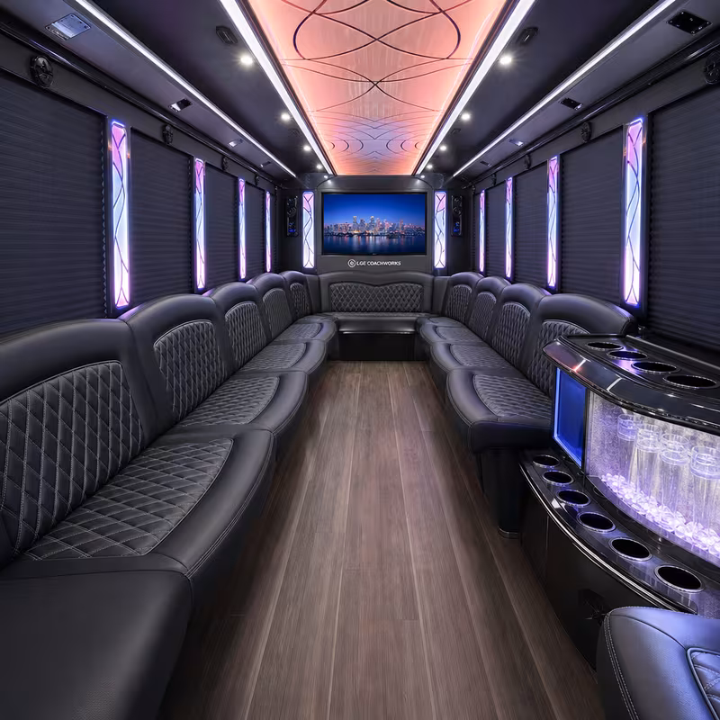 15 Passenger Party Bus Interior