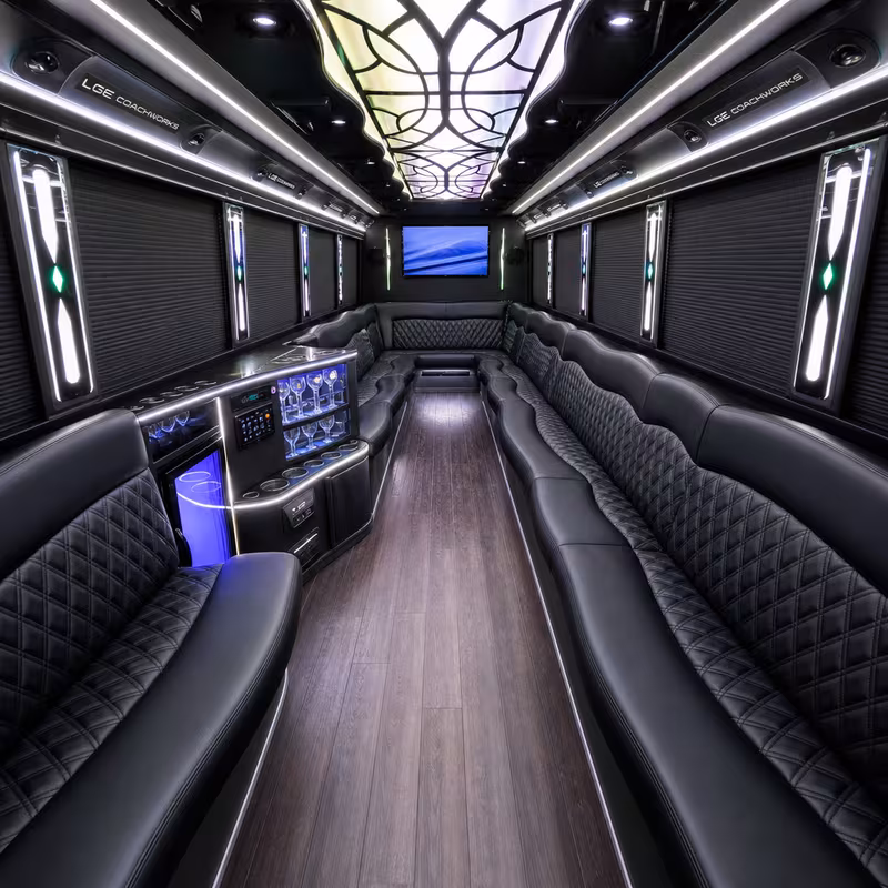 18 Passenger Party Bus Interior