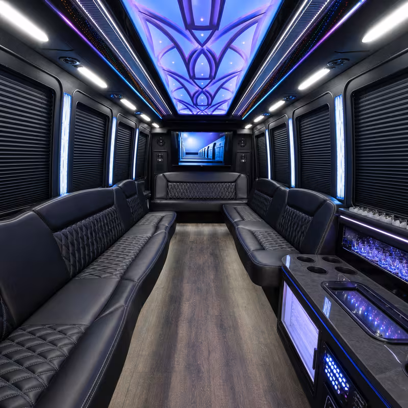 18 Passenger Party Bus Interior
