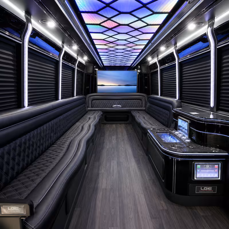 20 Passenger Party Bus Interior