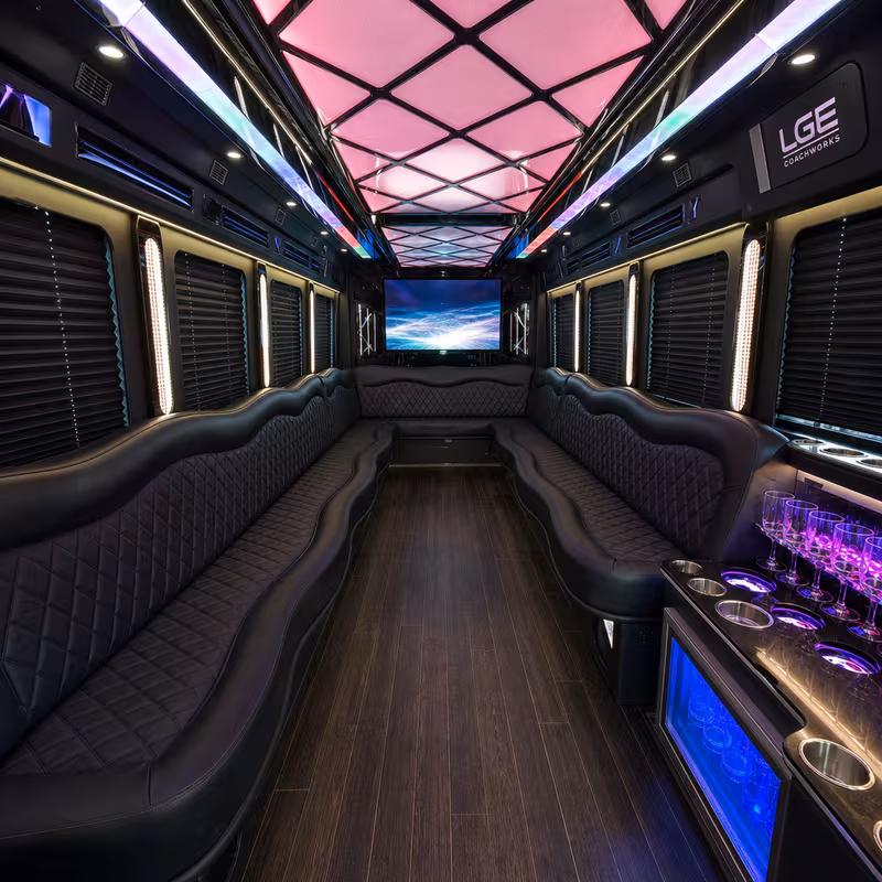 20 Passenger Party Bus Interior
