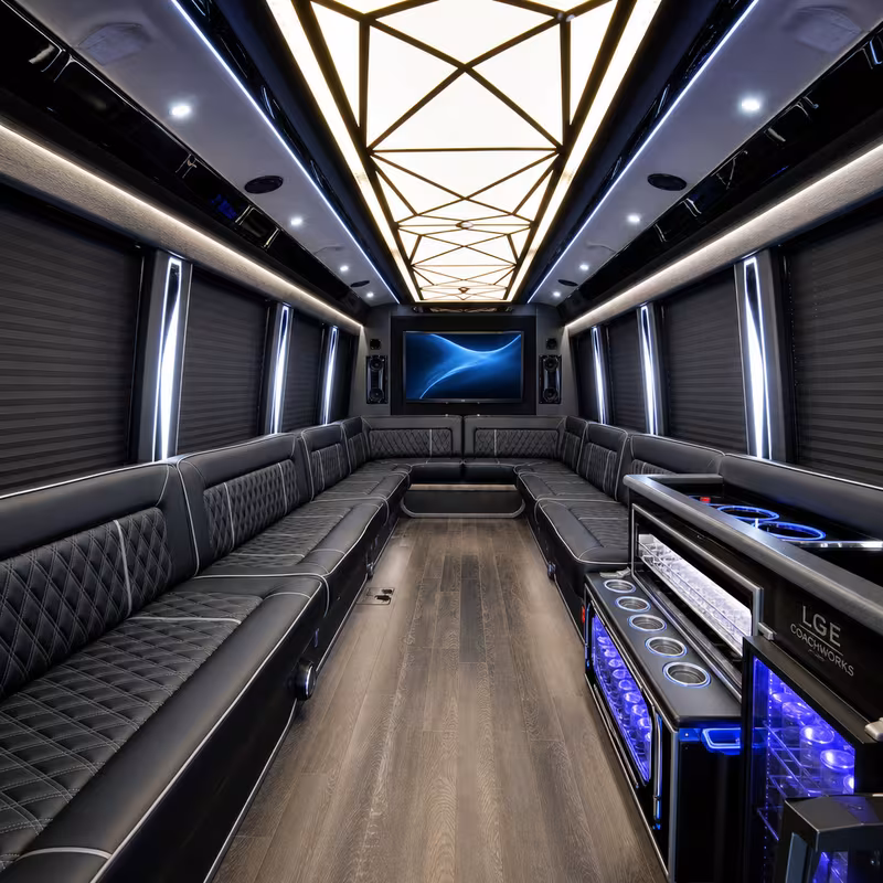 25 Passenger Party Bus Interior