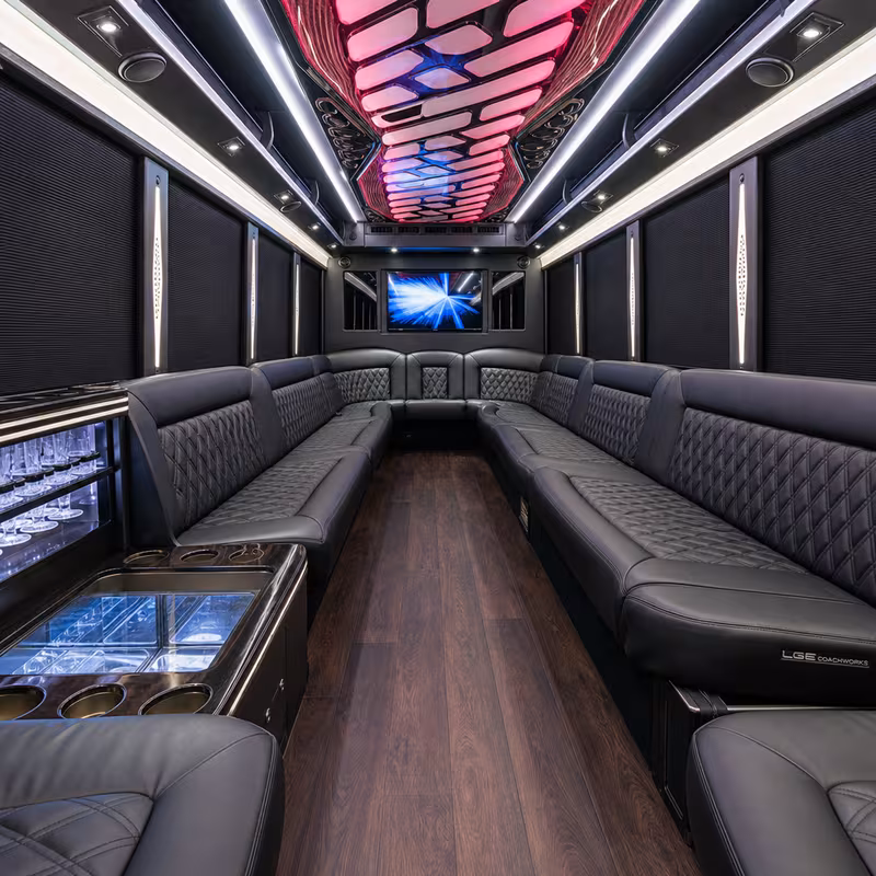 28 Passenger Party Bus Interior