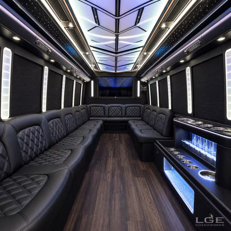28 Passenger Party Bus Interior