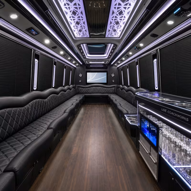 50 Passenger Party Bus Interior