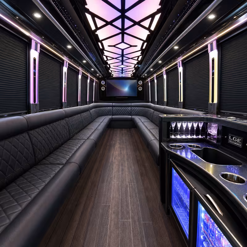 50 Passenger Party Bus Interior