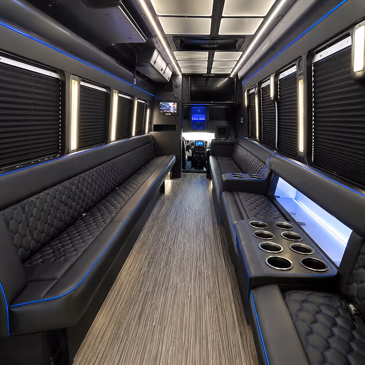 New York Birthday, Sweet 16, & Quinceañera Transportation party bus interior
