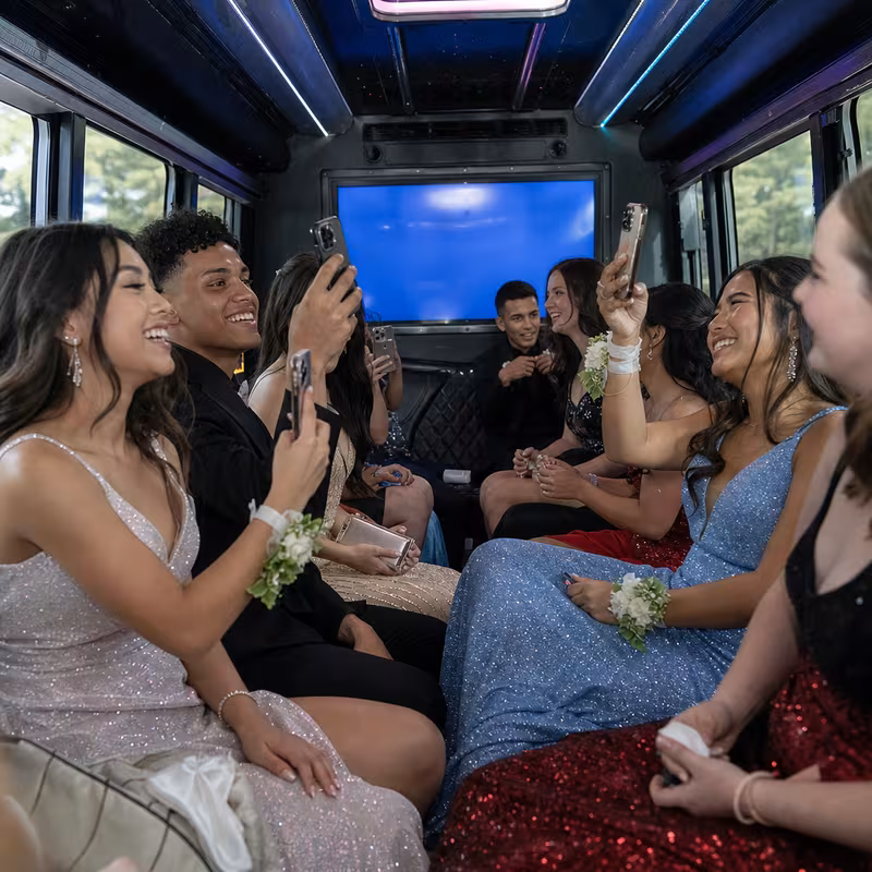 Black Mercedes Sprinter van staged for an New York Prom & Homecoming Transportation group