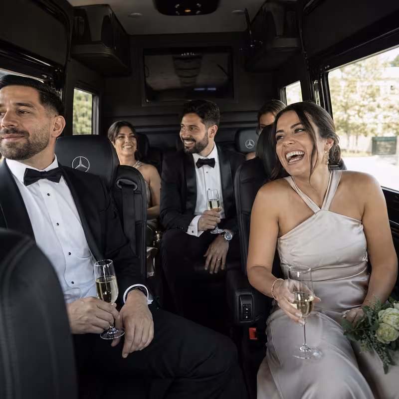 Black Mercedes Sprinter van staged for an New York Wedding Transportation group