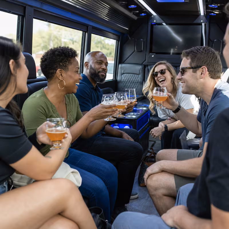 Black Mercedes Sprinter van staged for an New York Winery & Brewery Tour Transportation group